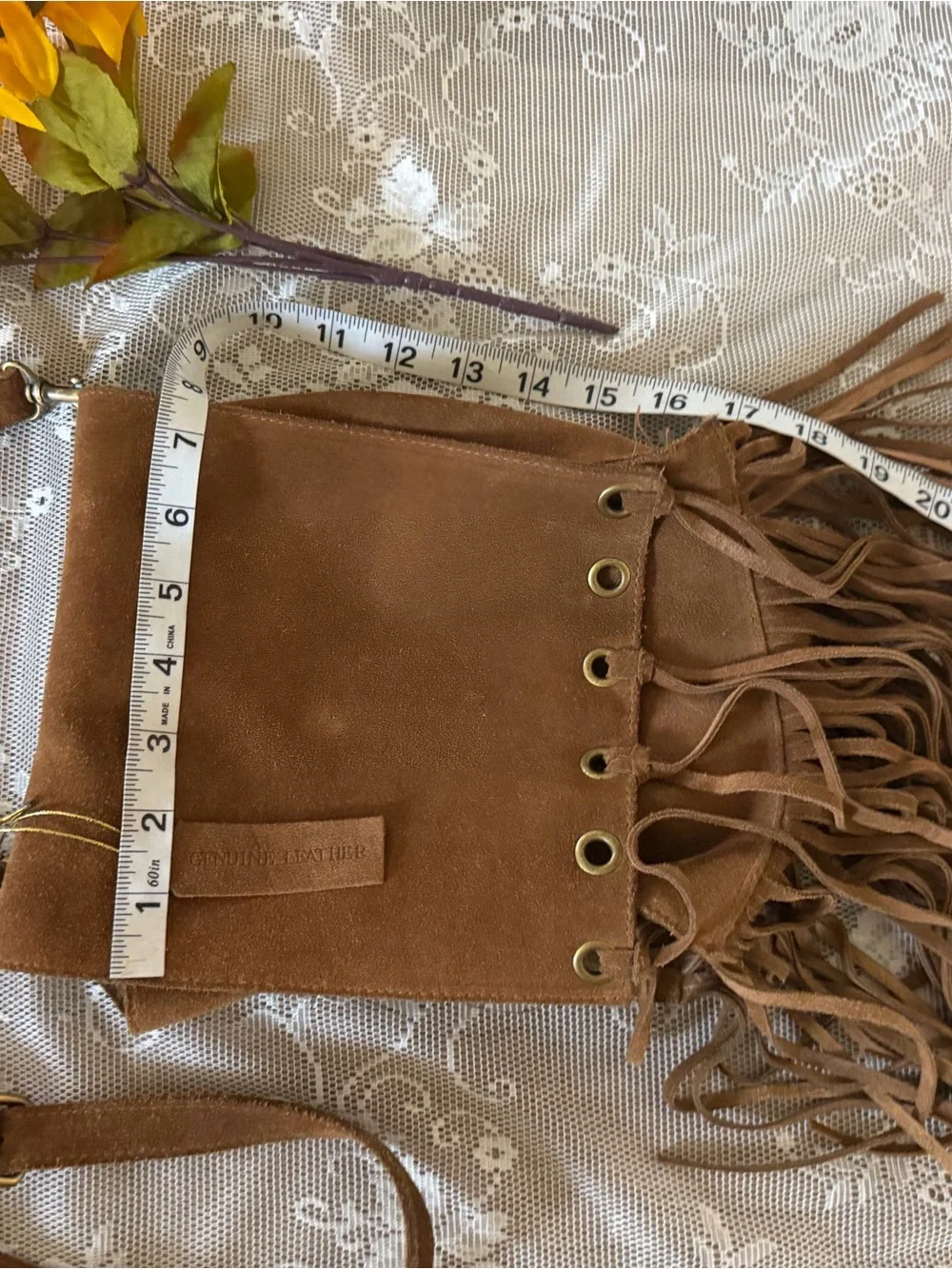 Naturalizer brown Suede leather Fringe Hobo Bag